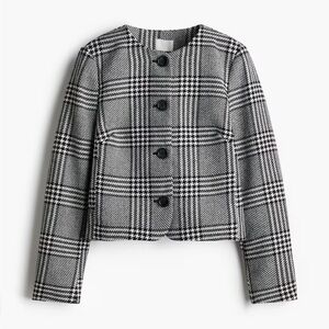 H&M NWT fully lined checkered plaid button front blazer cardigan jacket